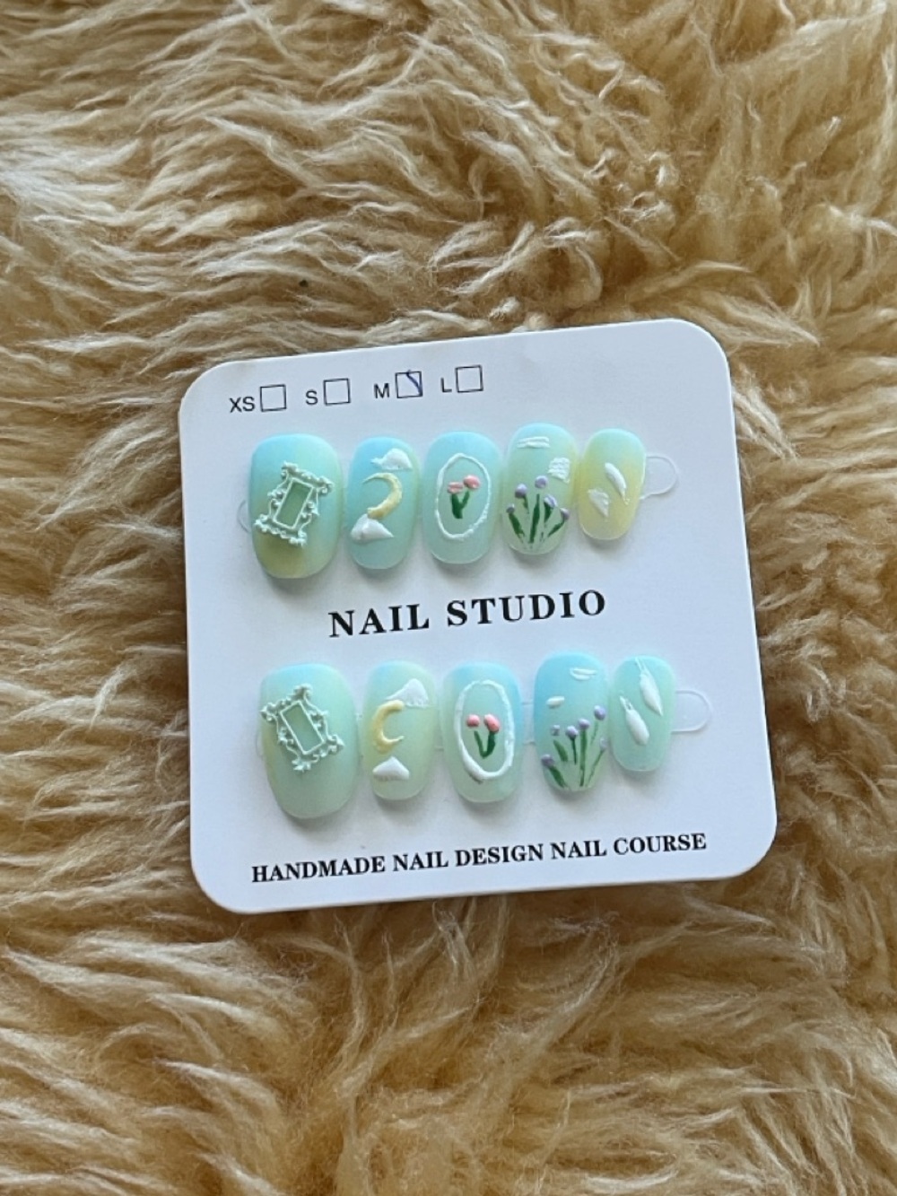 Pastel Mint Floral Press-On Nail Set